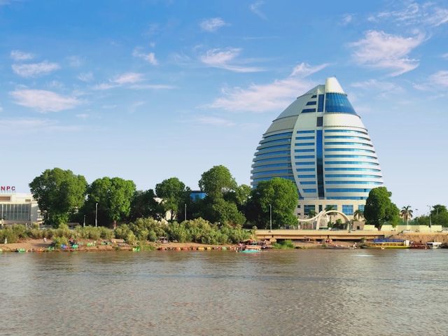 Photo of Corinthia Hotel, Khartoum overlooking the Nile by @mohammedmojahed from Unsplash. 